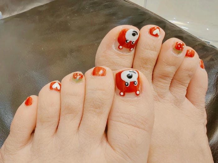 ảnh nail chân hình gấu đẹp nhất