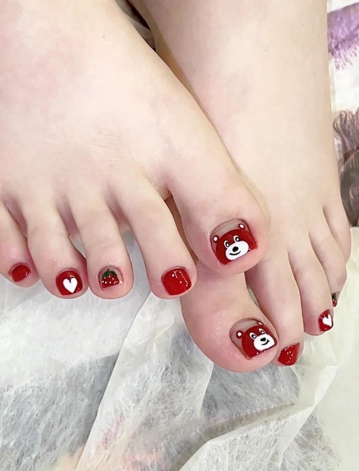 ảnh nail chân hình gấu đẹp