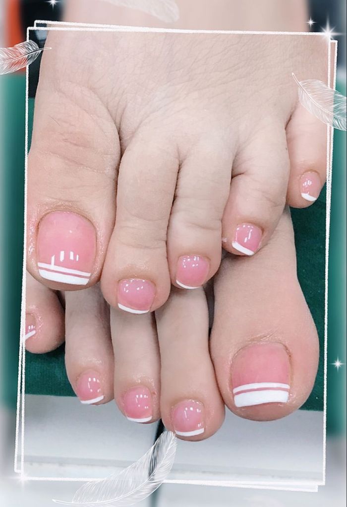 ảnh nail chân màu thạch cute