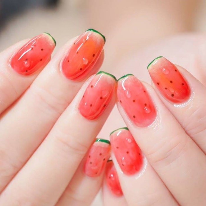 ảnh nail dưa hấu dễ thương