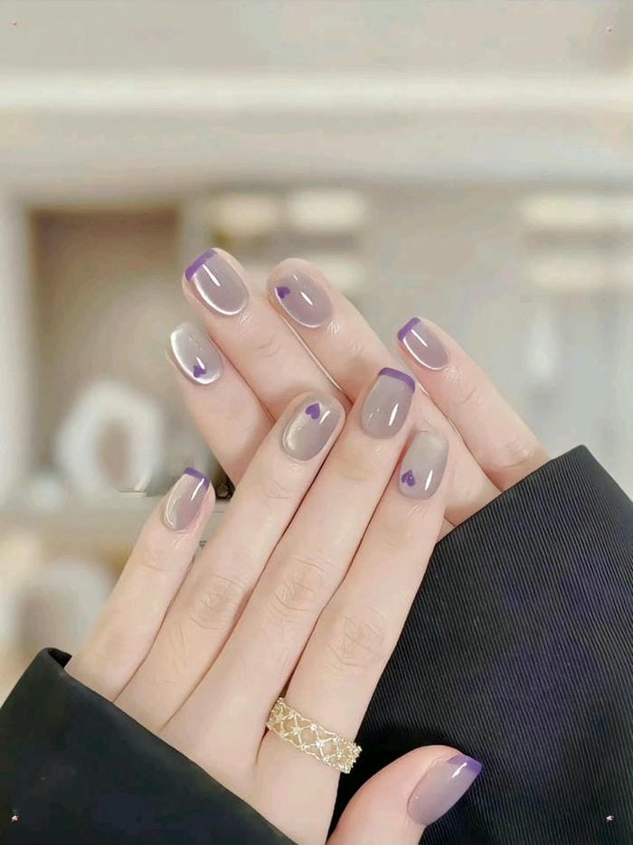 ảnh nail màu tím cute