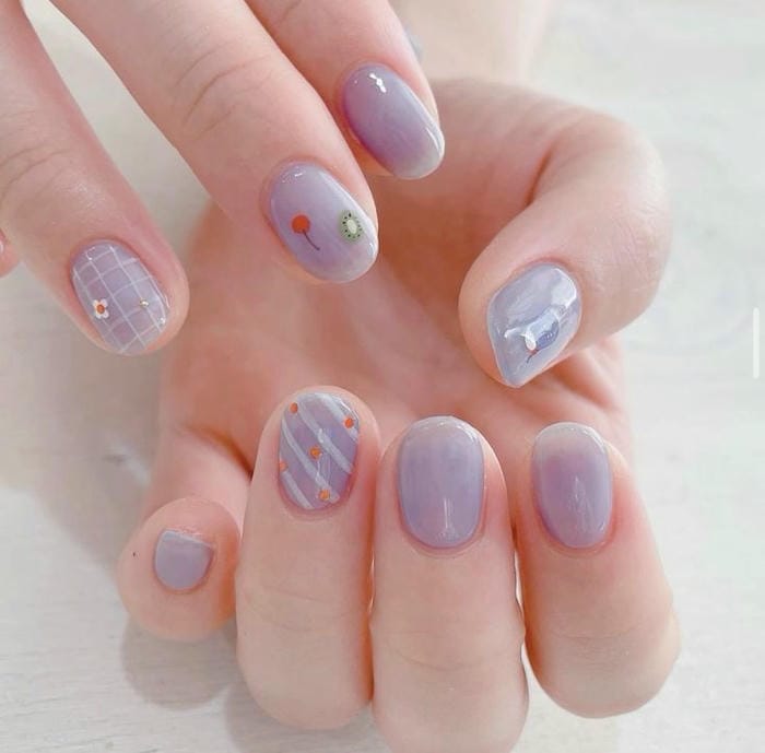 ảnh nail màu tím