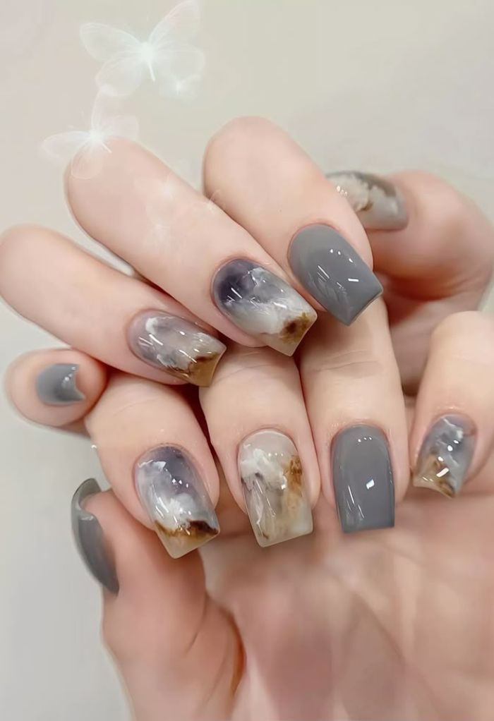 ảnh nail vân đá xinh