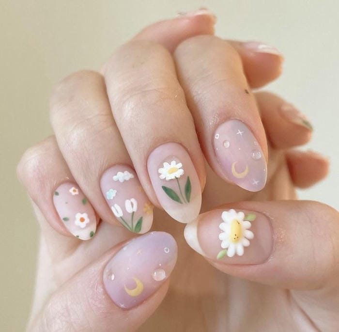 ảnh nail vẽ hoa đẹp nhất