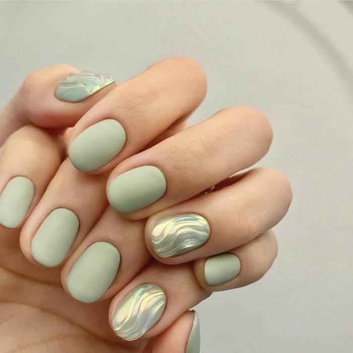 hình ảnh nail trắng gương dễ thương