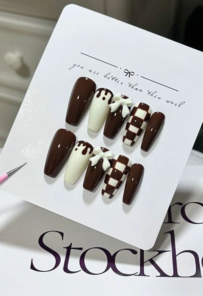 hình nail caro cực sang