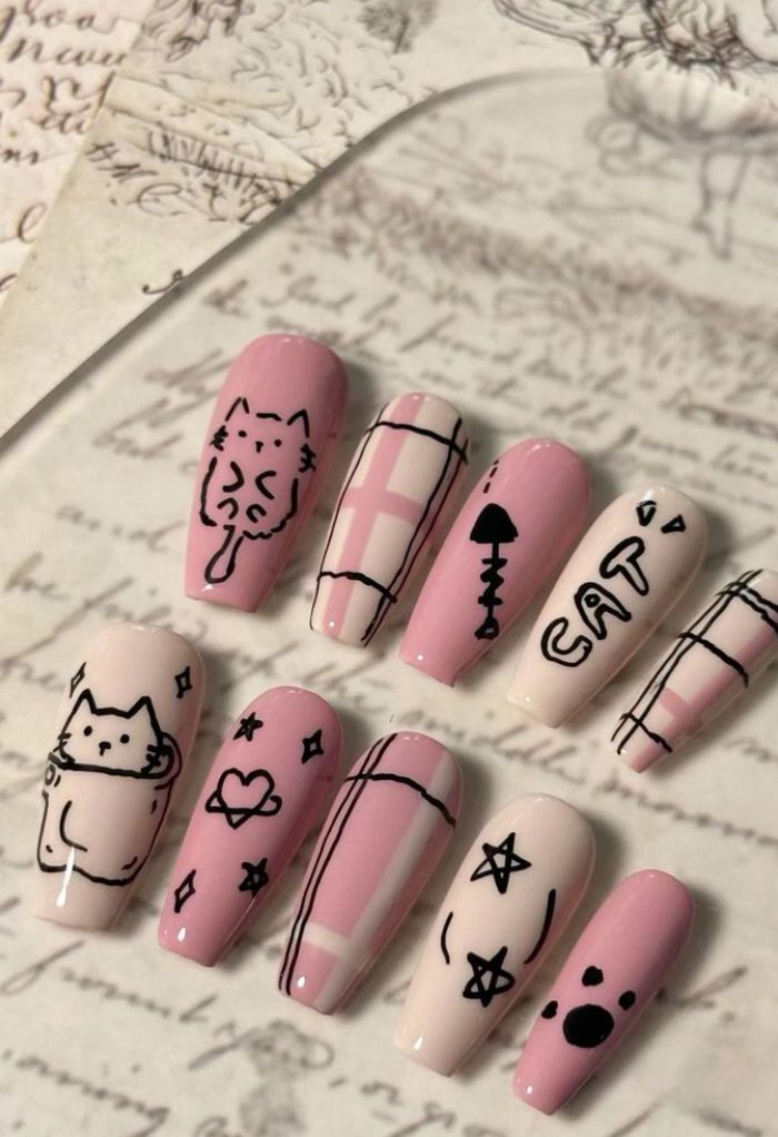 hình nail caro hot nhất