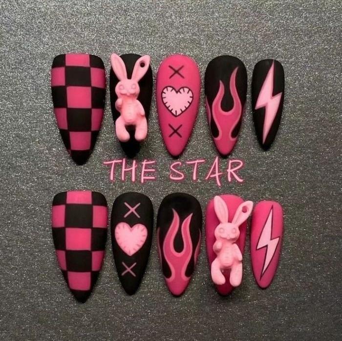 hình nail caro ngầu