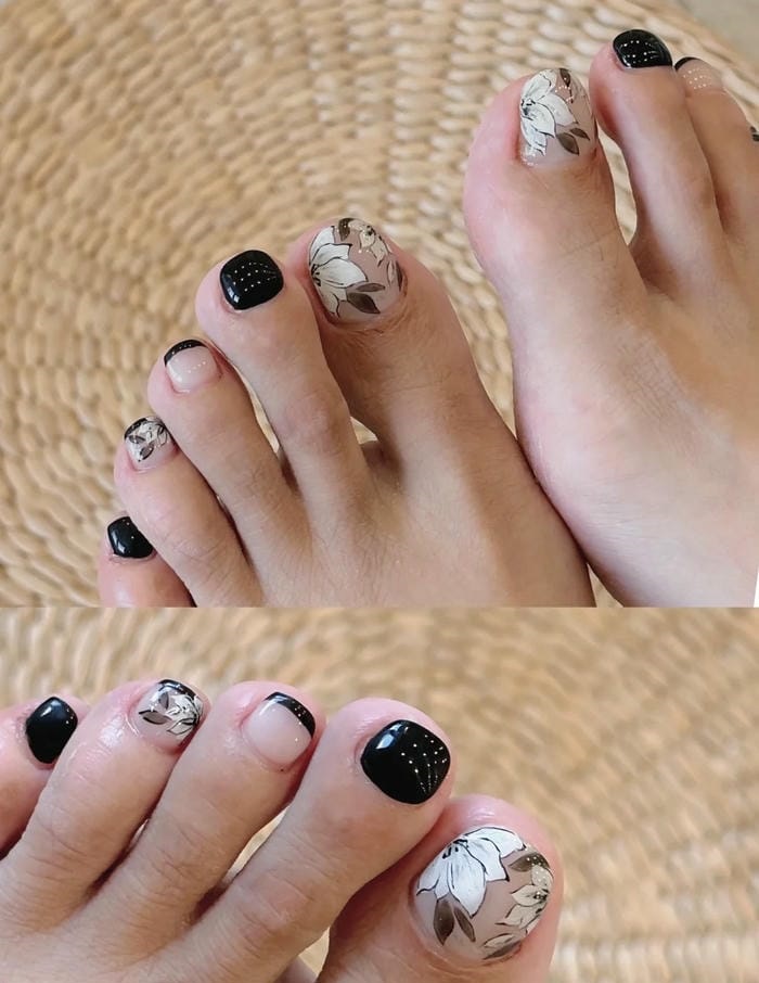 hình nail chân vẽ hoa sang