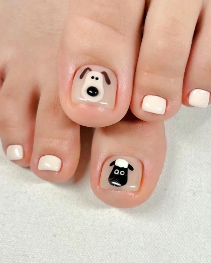 hình nail chân vẽ hoạt hình đẹp