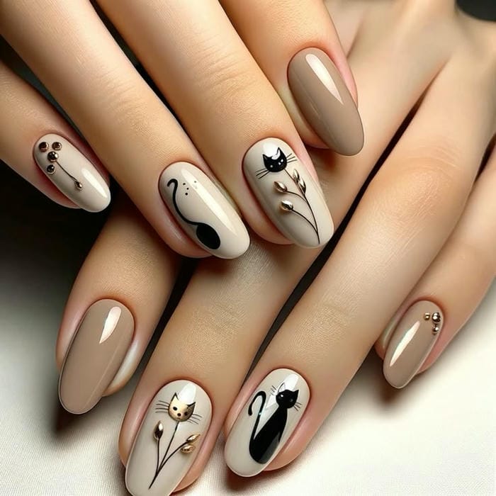 hình nail con mèo đơn giàn