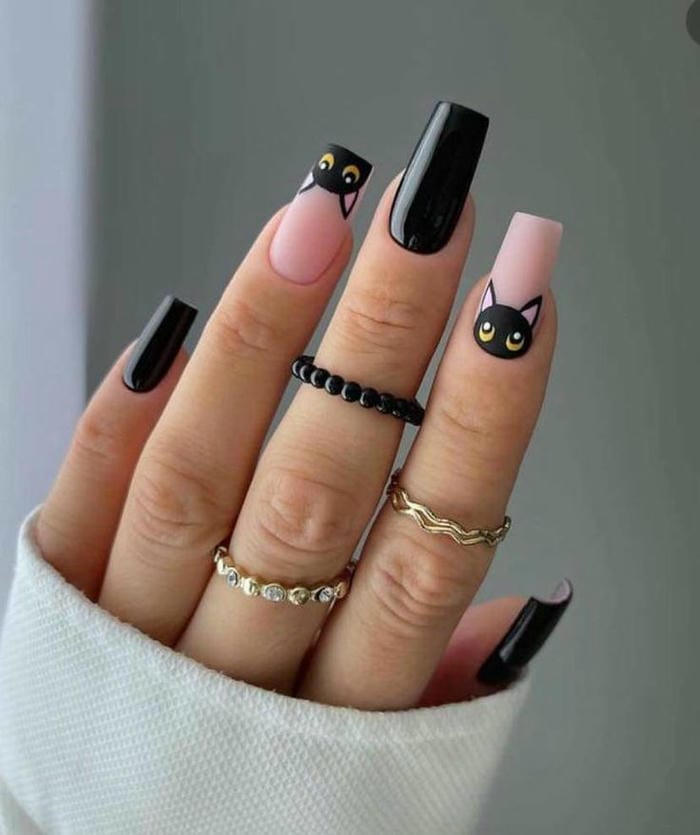 hình nail con mèo ngầu yêu