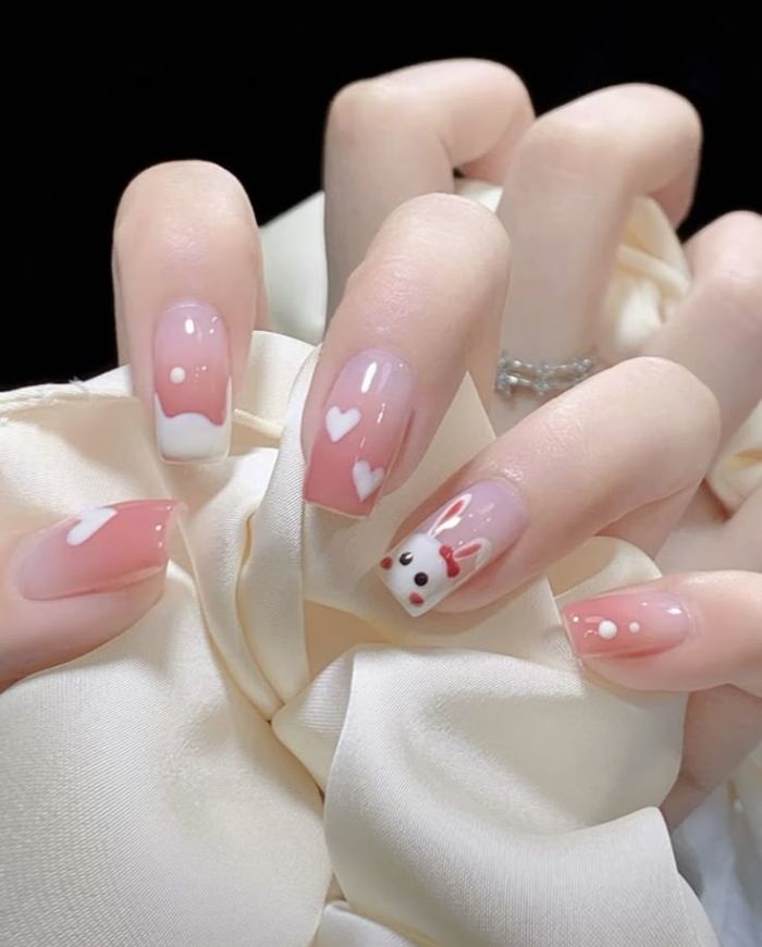 hình nail con thỏ cực cute