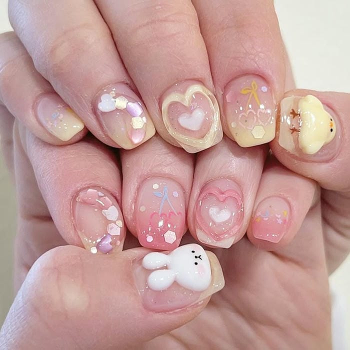 hình nail con thỏ cute