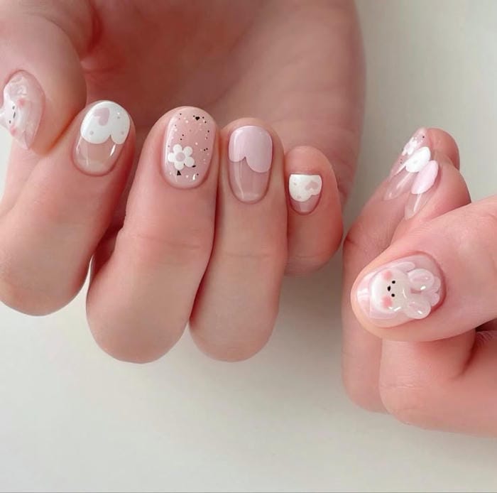 hình nail con thỏ dễ thương