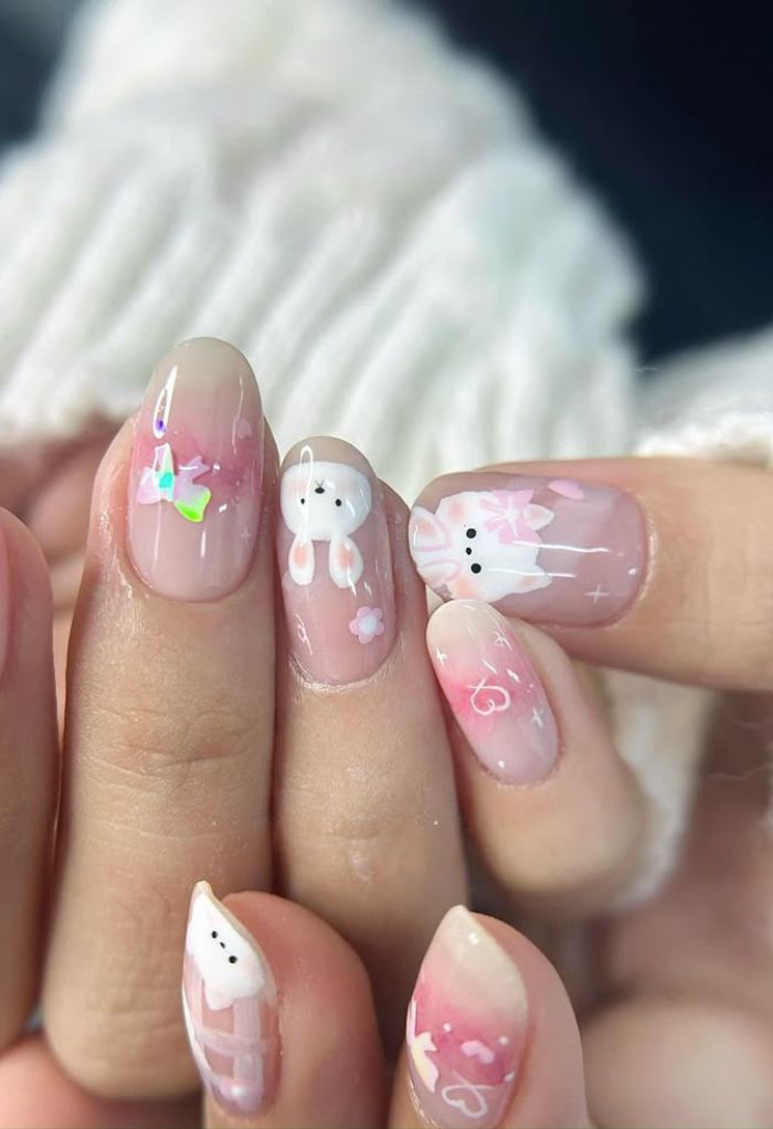 hình nail con thỏ đẹp xinh