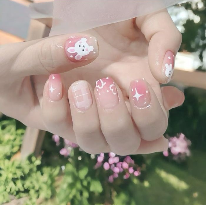 hình nail con thỏ siêu đẹp