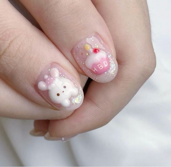 hình nail con thỏ