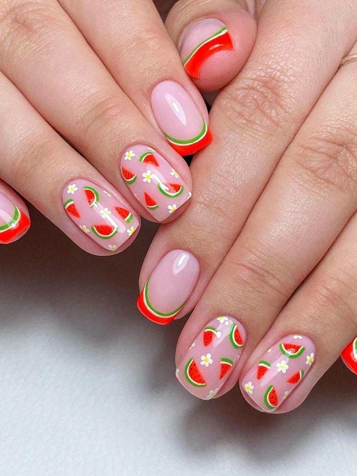 hình nail dưa hấu