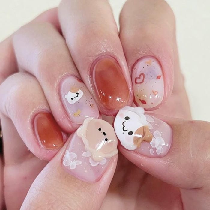 hình nail hình con vật cute