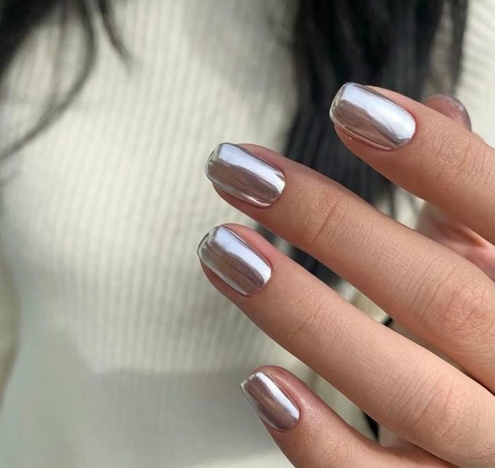 hình nail màu bạc đẹp nhất