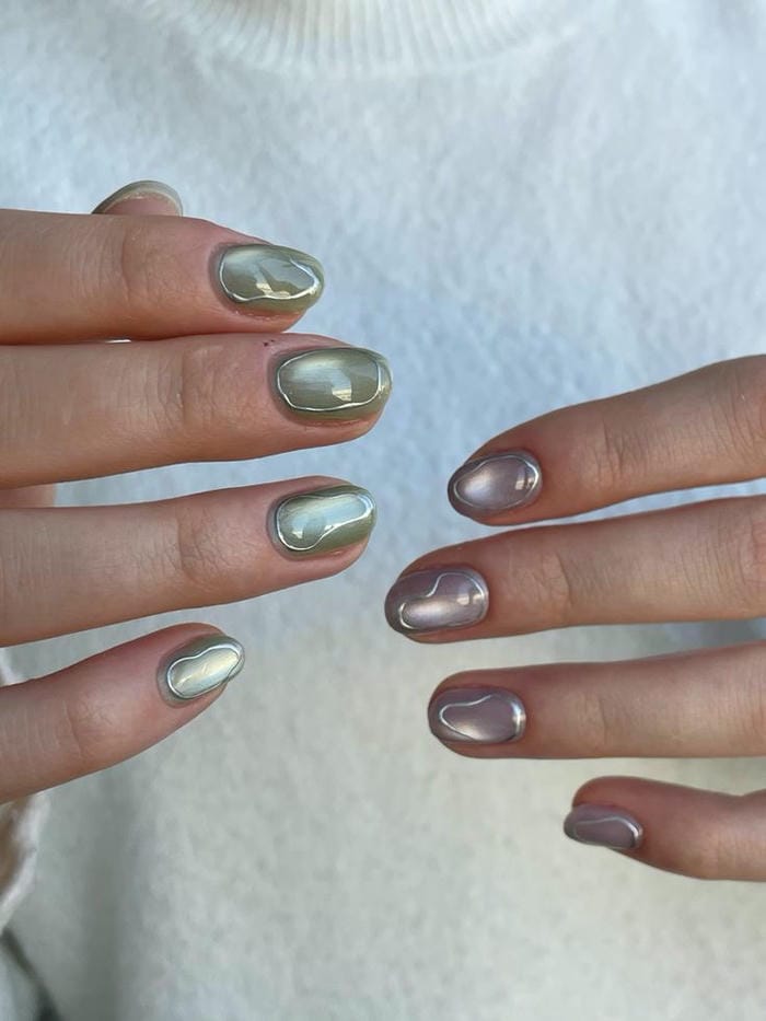 hình nail màu bạc ngầu nhất