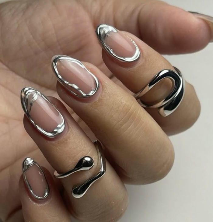 hình nail màu bạc sang nhất