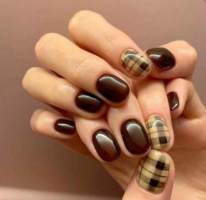 hình nail màu nâu chảnh