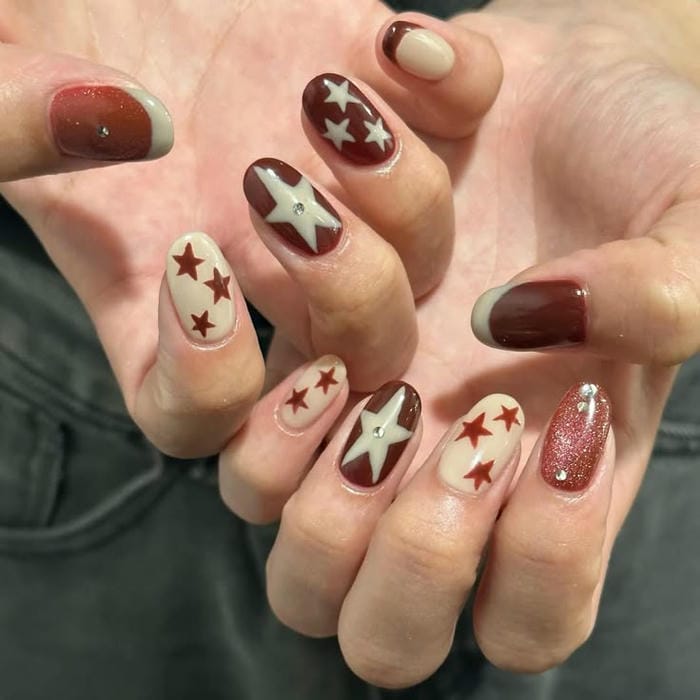 hình nail màu nâu đáng yêu