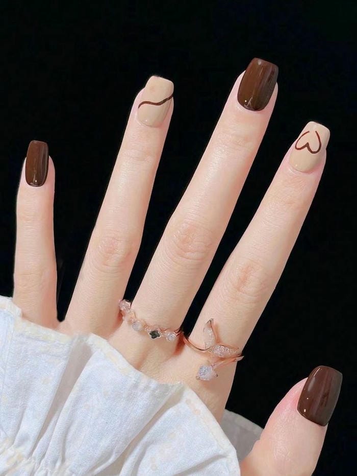 hình nail màu nâu đẹp nhất