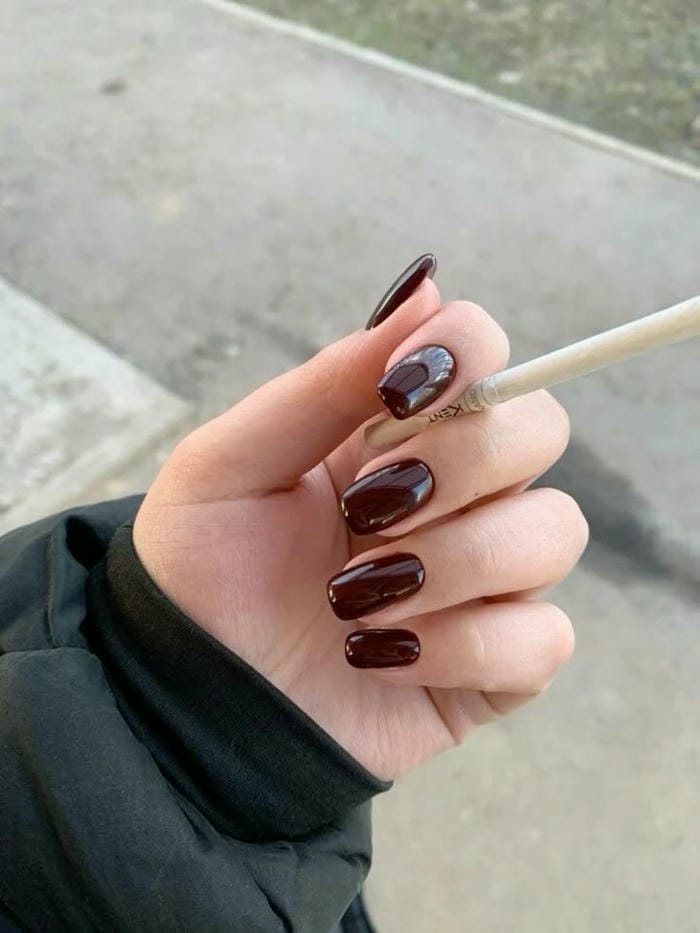 hình nail màu nâu đẹp