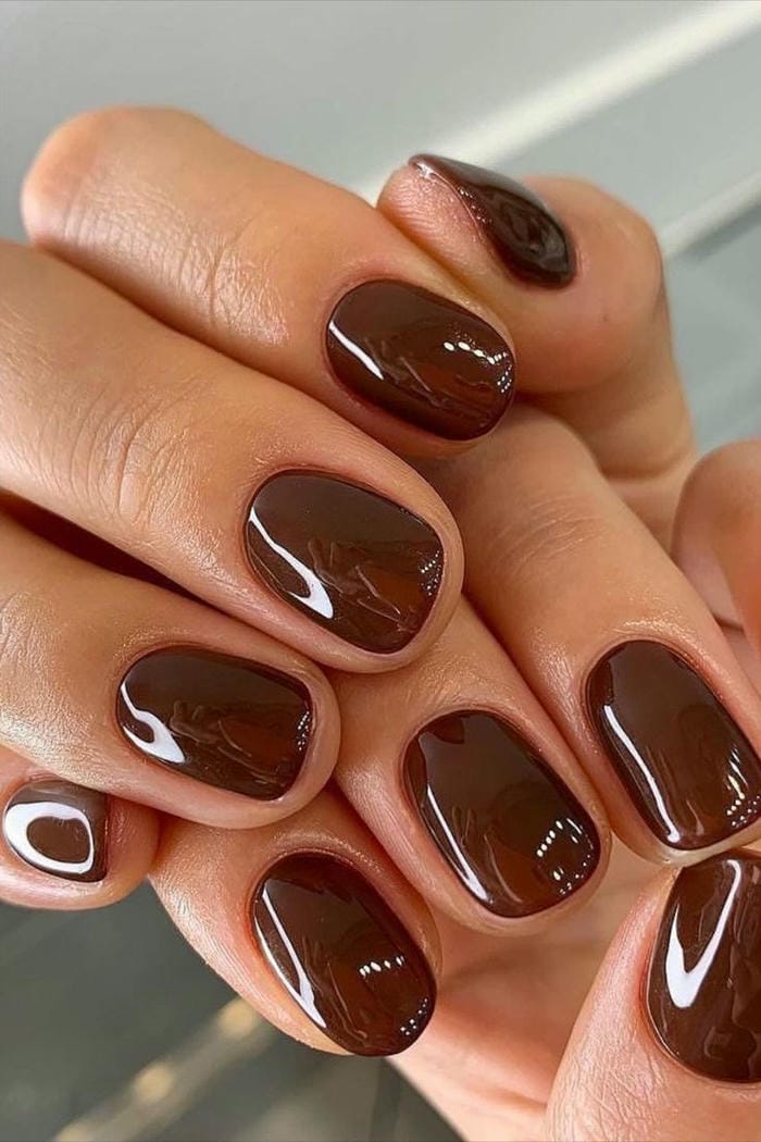 hình nail màu nâu ngầu