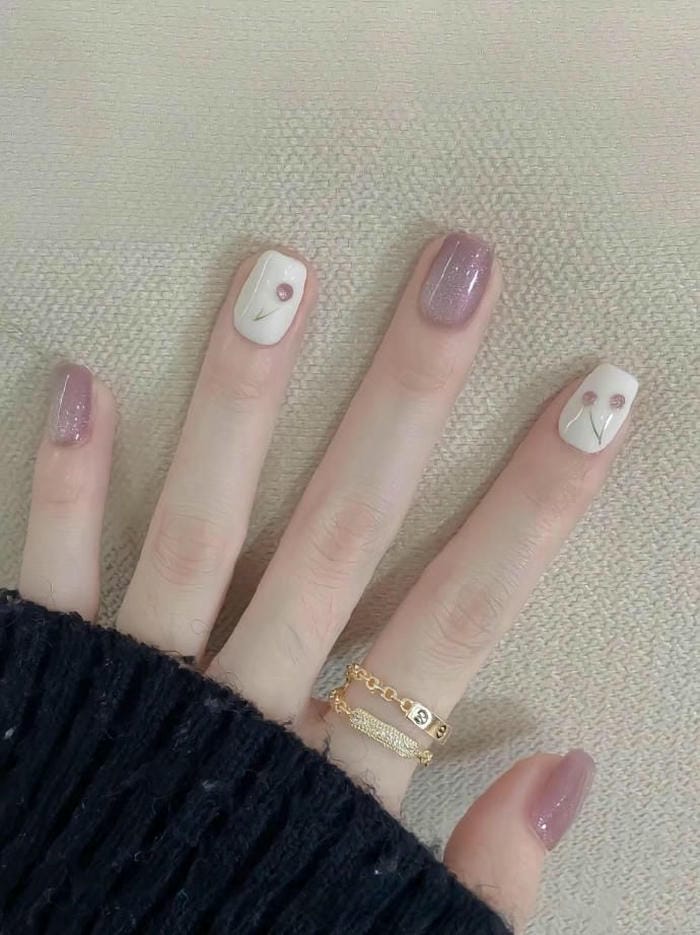 hình nail màu tím siêu đẹp