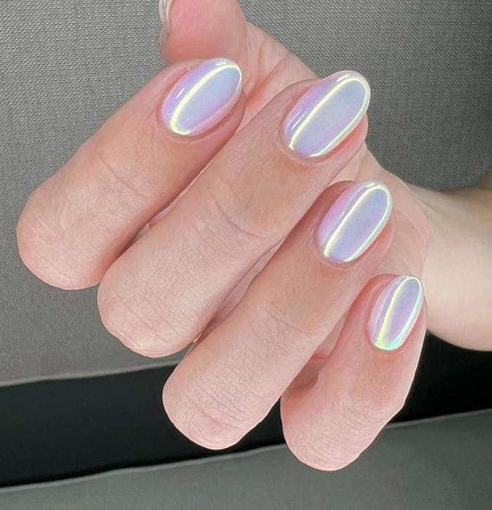 hình nail trắng gương đẹp