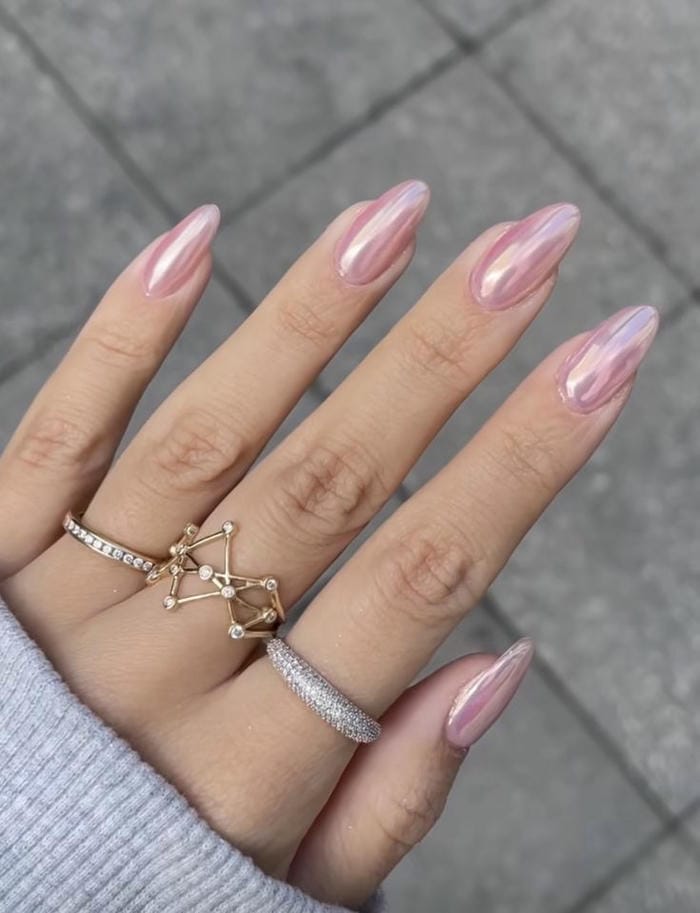 hình nail trắng gương siêu đẹp