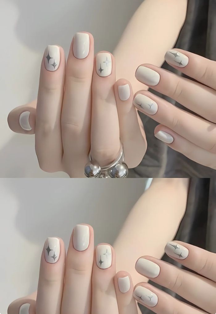 hình nail trắng ngầu