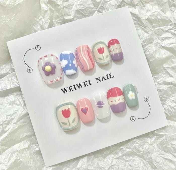 hình nail vẽ cute dễ thương