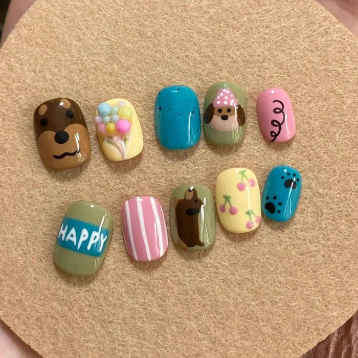 hình nail vẽ cute màu sắc