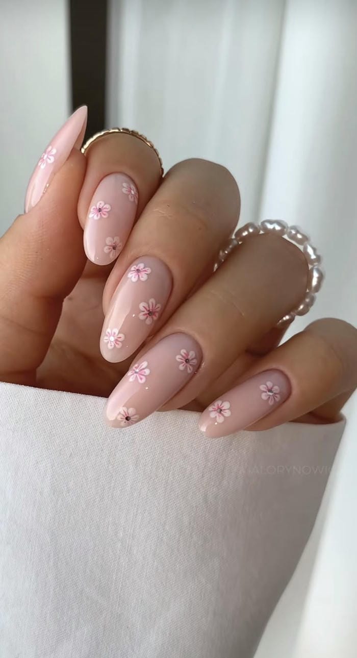 hình nail vẽ hoa đẹp