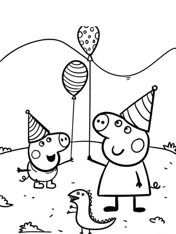 hình tô màu heo peppa đơn giản
