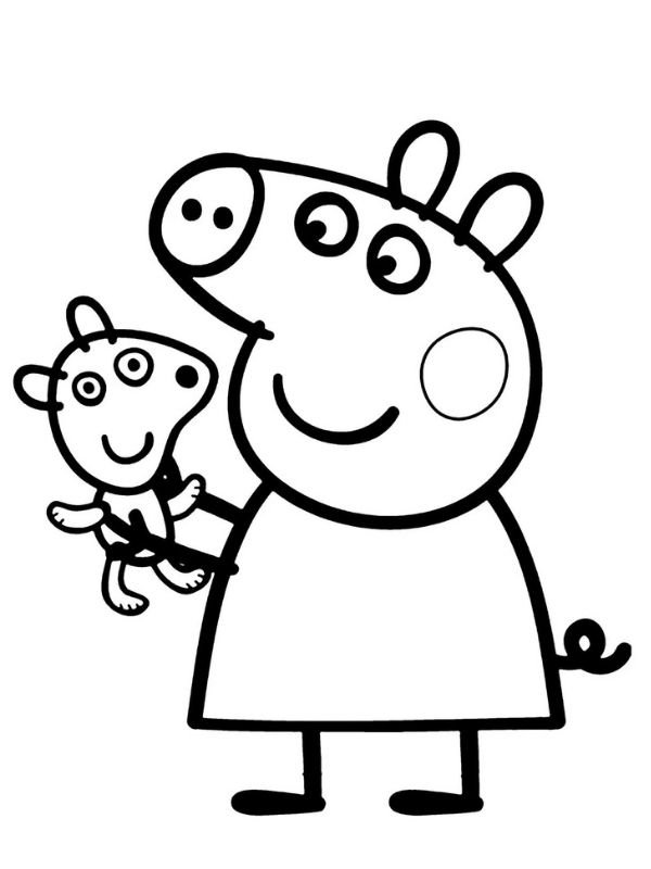 hình tô màu heo peppa hoạt hình