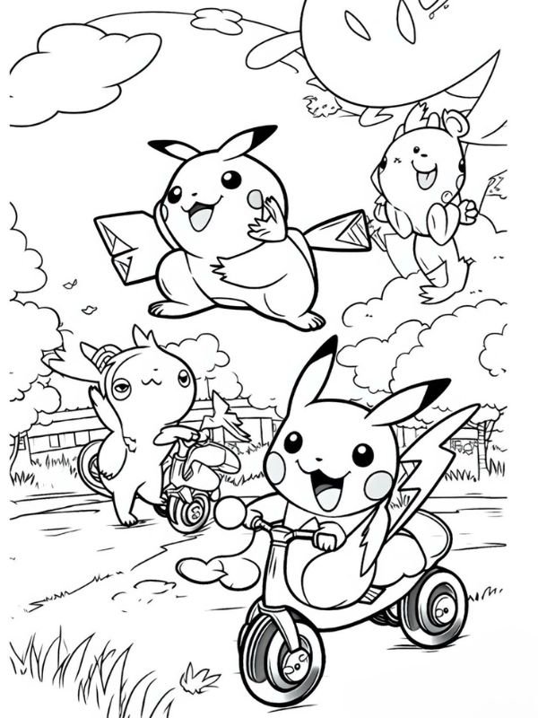 hình vẽ pikachu cute đẹp để bé tập tô