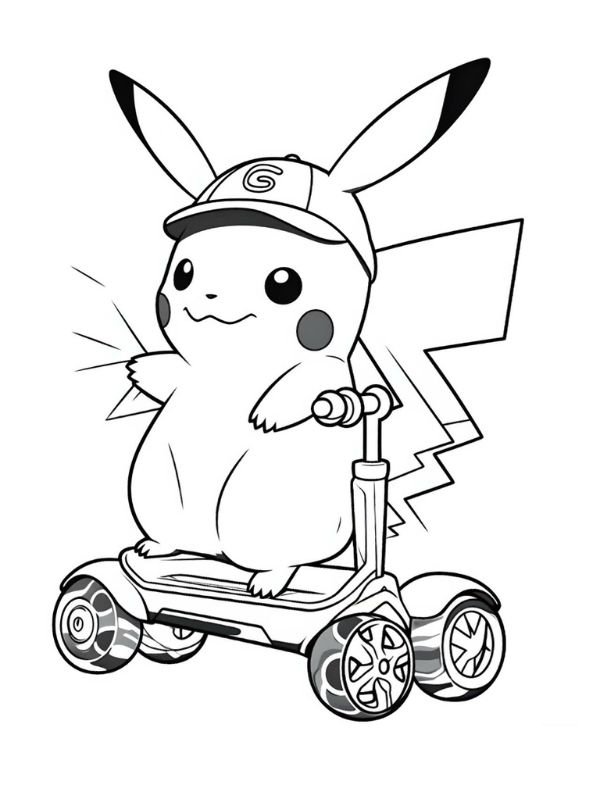 hình vẽ tô màu pikachu cute cho bé