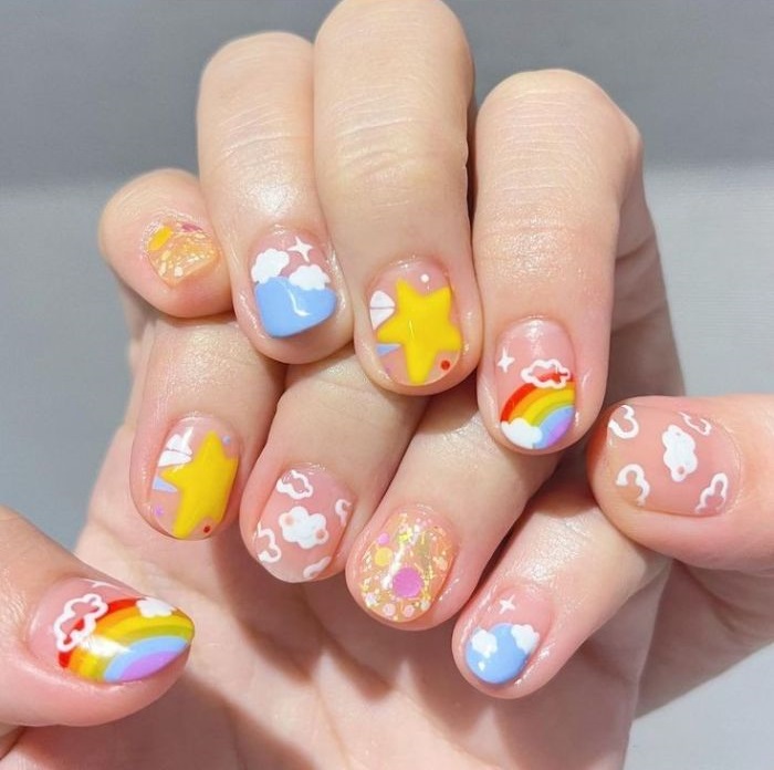 nail cầu vồng cute