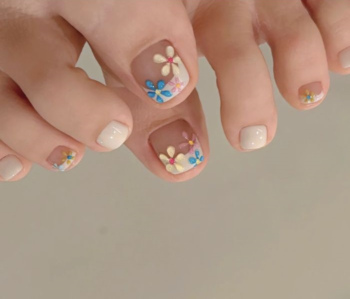 nail chân vẽ hoa cute nhất