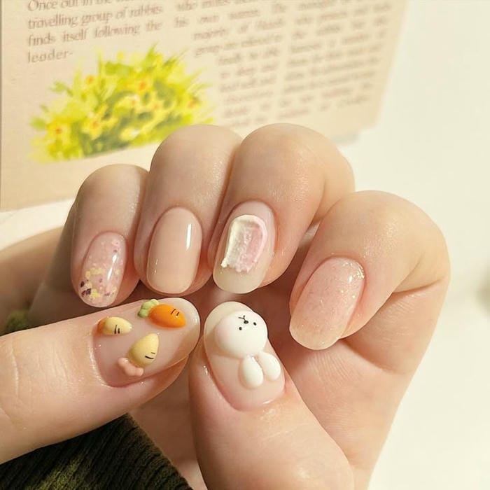 nail con thỏ cực dễ thương