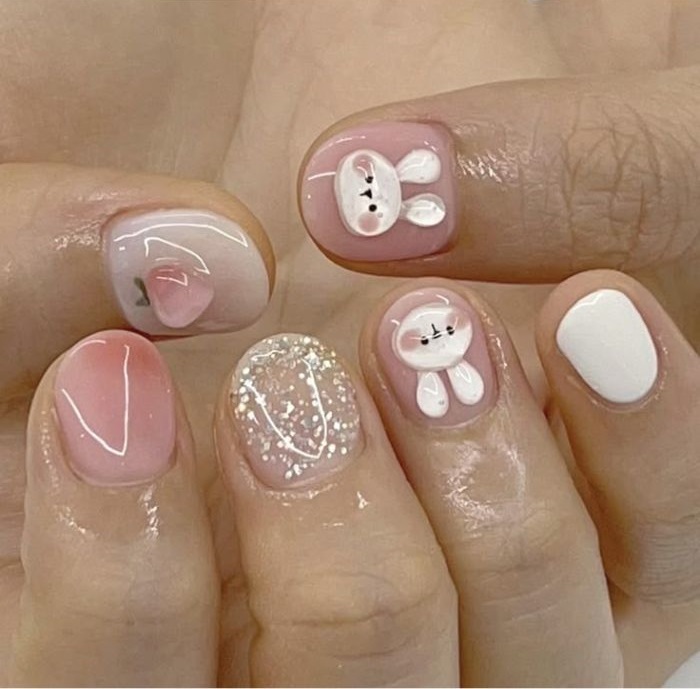 nail con thỏ cute đẹp