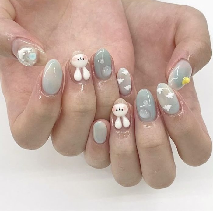 nail con thỏ đẹp cute