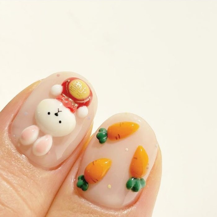 nail con thỏ siêu cute