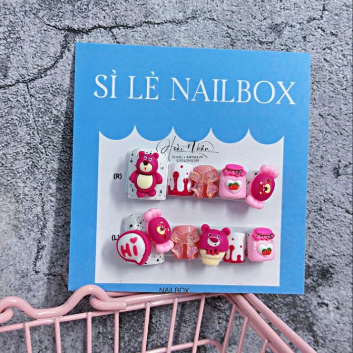 nail gấu dâu cute nail box